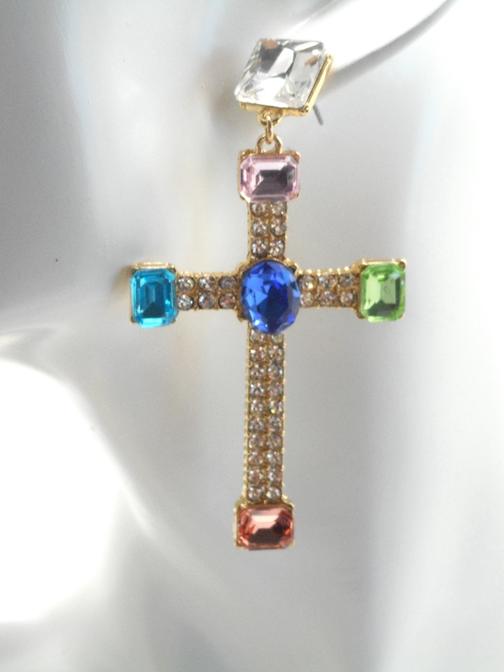 Cross Large Crystal Earrings